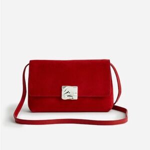 MADEWELL X AGMES LENNOX RED SUEDE SHOULDER BAG